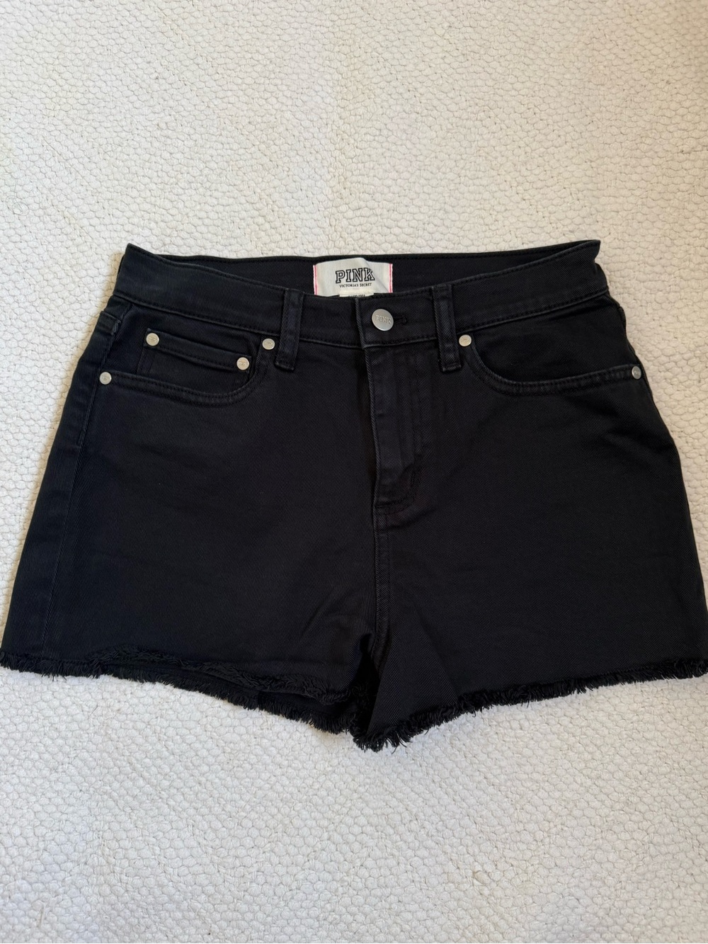 PINK Victoria's Secret High-Rise Black Denim Shorts Size 4